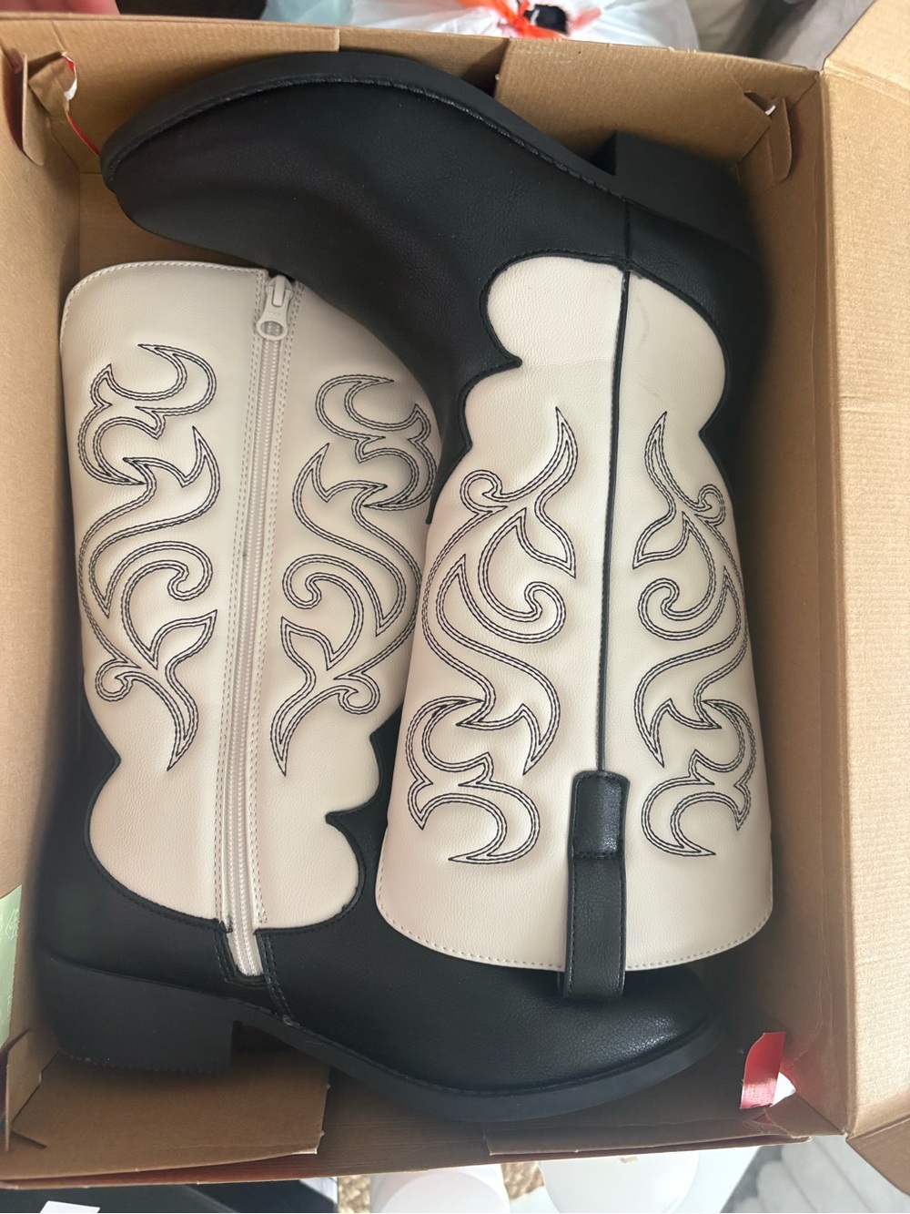 Cat & Jack Black and Cream Kids Western Boots